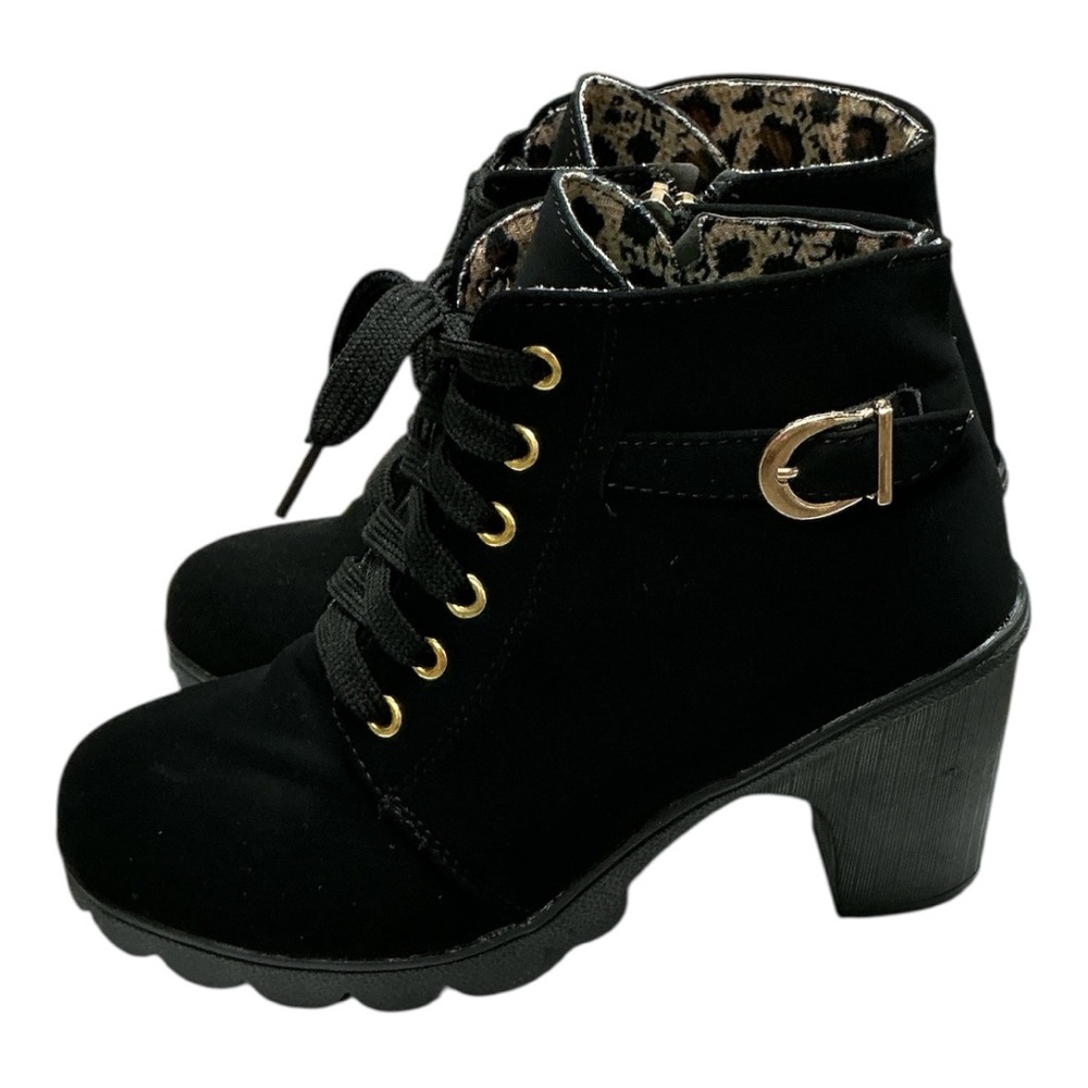 Boutique - Elegant Black and Gold Ankle Booties